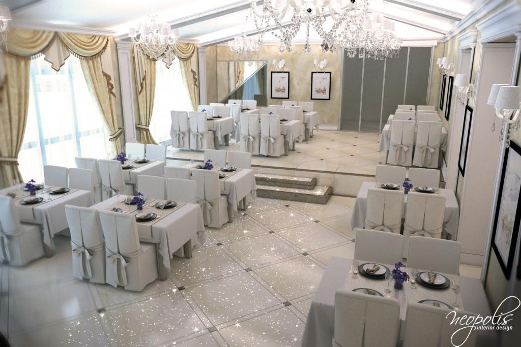 Pohľad na svadobnú sálu - Reštaurácia v štýle glamour, Zvolen