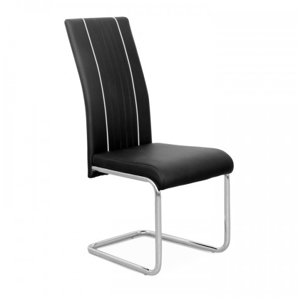 Jedálenská stolička, ekokoža čierna/biela/chróm, LESANA