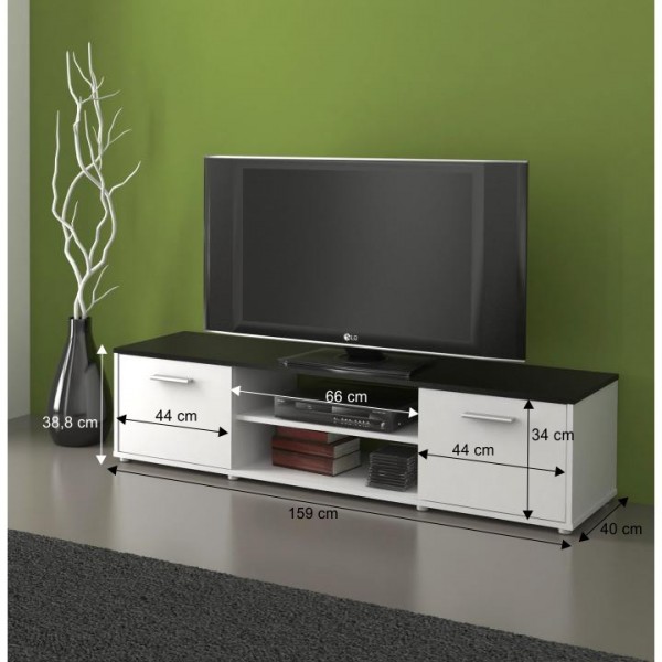 TV stolík, biela/čierna, ZUNO NEW 01