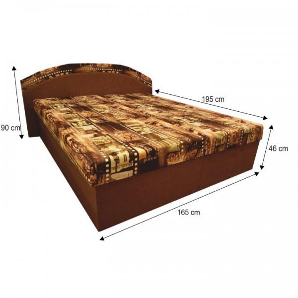 Manželská posteľ, s penovými matracmi, hnedá/vzor, PETRA