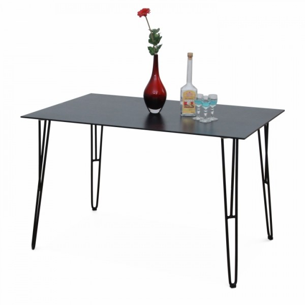 Jedálenský stôl, tvrdené sklo/čierny kov, OBERON