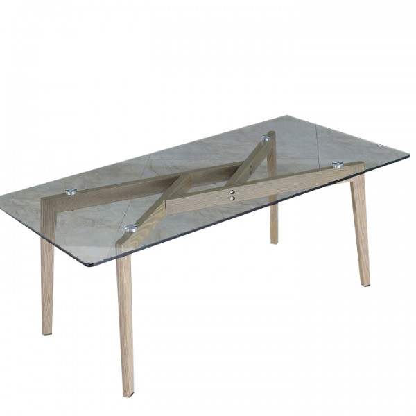 Konferenčný stolík, sklo/kov s úpravou buk, PEDREK Typ 2