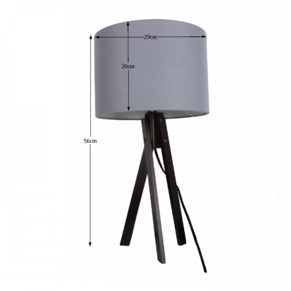 Stolná lampa, sivá/drevo čierne, LILA Typ 5 LS2002
