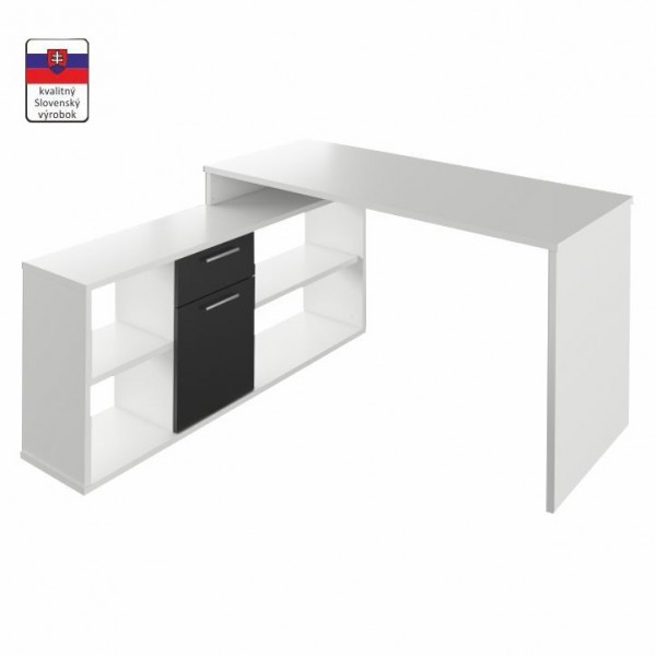 PC stôl, biela/čierna, NOE NEW