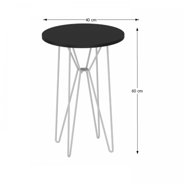 Príručný stolík, čierna/biele kovové nohy, RUBEN