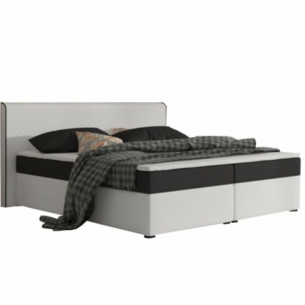 Komfortná posteľ, čierna látka/biela ekokoža, 160x200, NOVARA MEGAKOMFORT