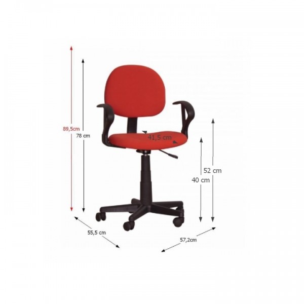 Kancelárska stolička, červená, TC3-227