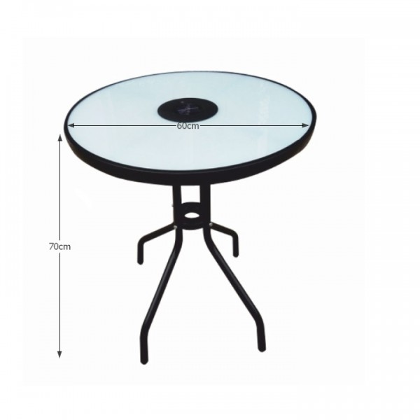 Stôl, čierna oceľ/tvrdené sklo, OLIVAN