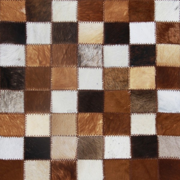 Luxusný kožený koberec, hnedá/čierna/biela, patchwork, 200x304, KOŽA TYP 3