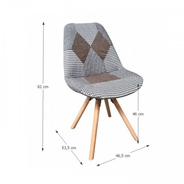 Dizajnová stolička, látka patchwork, PEPITO TYP 10