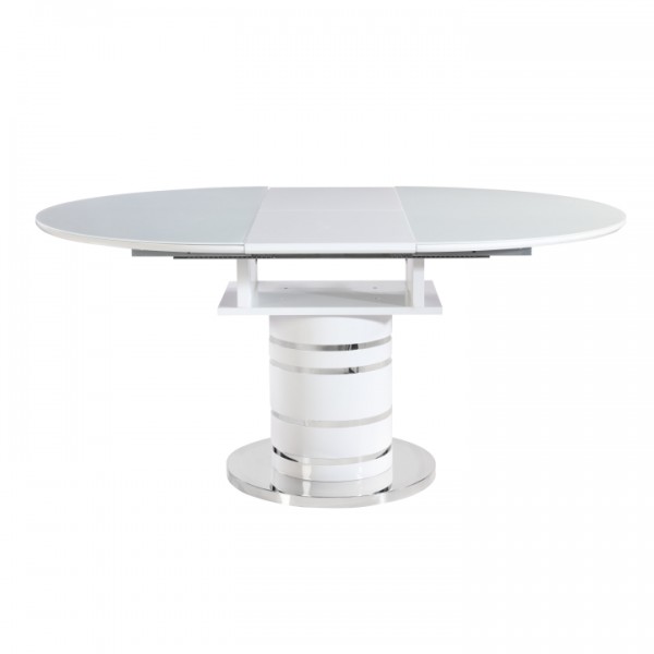 Jedálenský stôl rozkladací, biela vysoký lesk HG, ZAMON