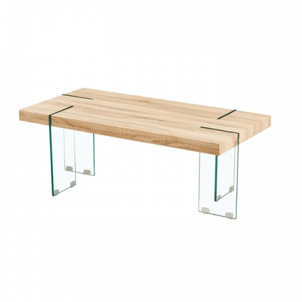 Konferenčný stolík, dub sonoma/číre sklo, PROSPER