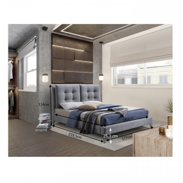 Moderná posteľ, sivá, 180x200, KOLIA