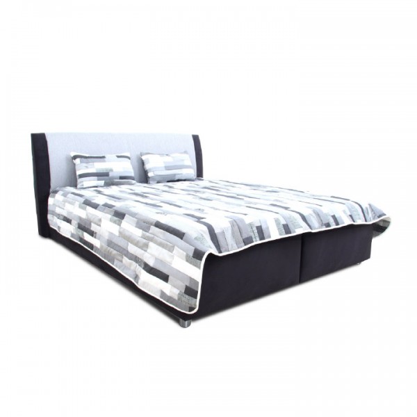 Manželská posteľ, čierna/tmavosivá/vzor, 160x200, DESI