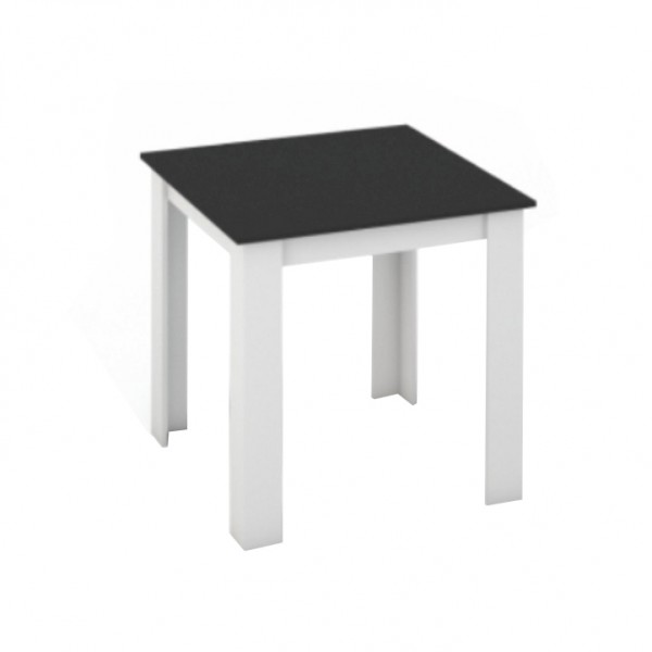 Jedálenský stôl, biela/čierna, 80x80, KRAZ