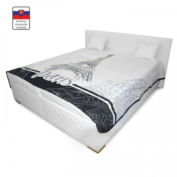 Manželská posteľ s úložným priestorom, biela, 160x200, VENEZIA LUX