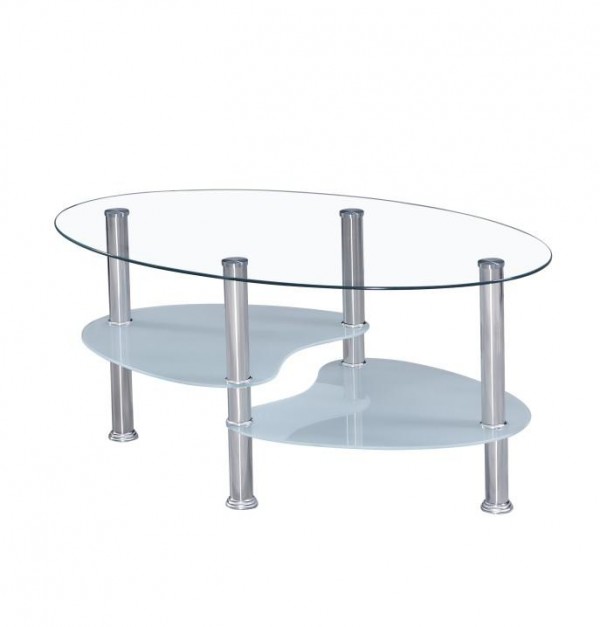Konferenčný stolík, oceľ/číre sklo/mliečne sklá, WAVE NEW