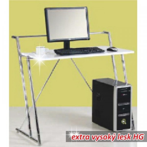PC stôl, biela extra vysoký lesk HG, ZIVO