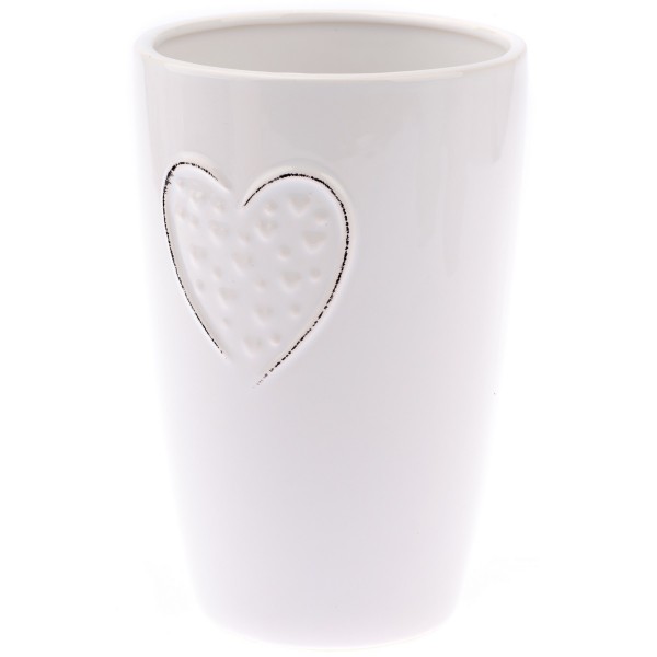 Keramická váza Little hearts biela, 18 cm