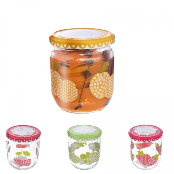 Orion 129710 Sada zaváracích pohárov s viečkom Sweet 425 ml, 4 ks, mix farieb