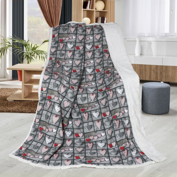 Bellatex Baránková deka Abela Srdce DUO, 150 x 200 cm