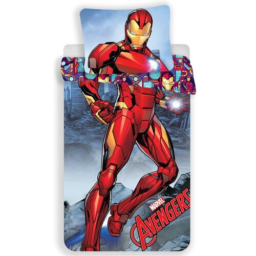 Jerry Fabrics Detské bavlnené obliečky Iron Man, 140 x 200 cm, 70 x 90 cm
