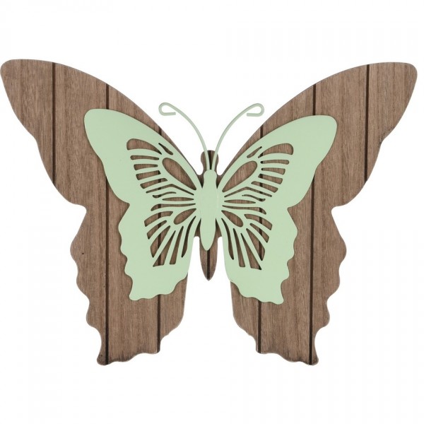 Koopman Drevená závesná dekorácia Motýlie mámenie, zelená