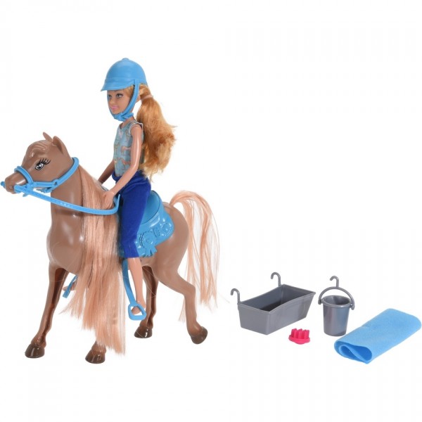 Bábika s koňom, hnedá, 19 x 21 cm