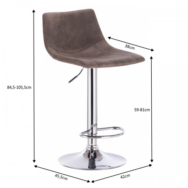 Barová stolička, sivohnedá látka s efektom brúsenej kože/kov, LENOX