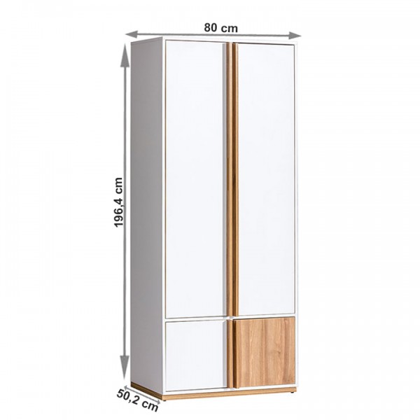 2-dverová skriňa, orech select/biela, KNOX E1