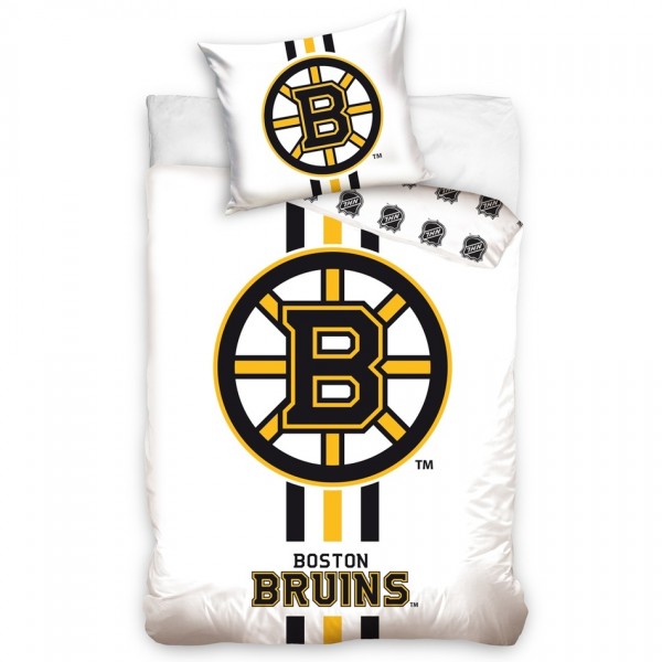 BedTex Bavlnené obliečky NHL Boston Bruins White, 140 x 200 cm, 70 x 90 cm