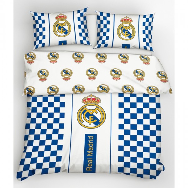 Carbotex Bavlnené obliečky Real Madrid Check, 220 x 200 cm, 2 ks 70 x 80 cm
