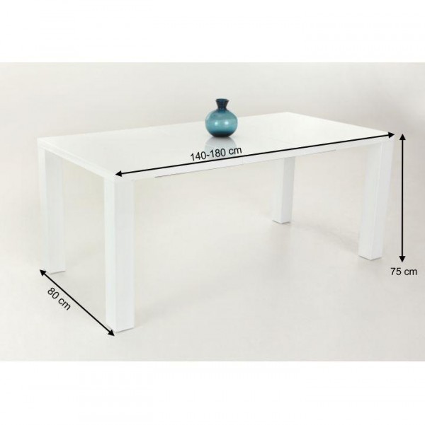 Jedálenský stôl rozkladací, biela vysoký lesk HG, ASPER New TYP 1