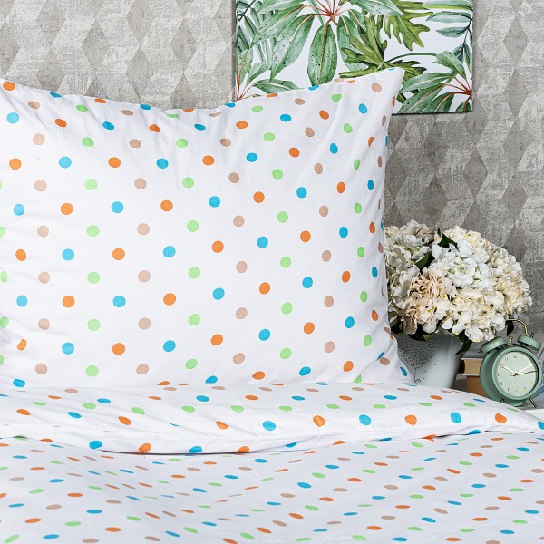 4Home Bavlnené obliečky Dots oranžová, 140 x 220 cm, 70 x 90 cm
