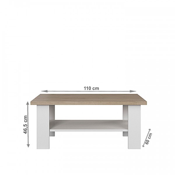 Konferenčný stolík, biela/dub kamenný, VERLA 110