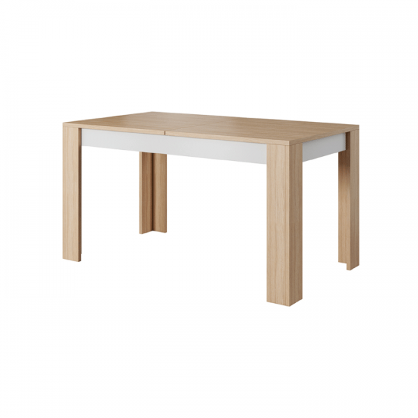 Jedálenský stôl rozkladací, betón/dub jantár/biely mat, LAGUNA
