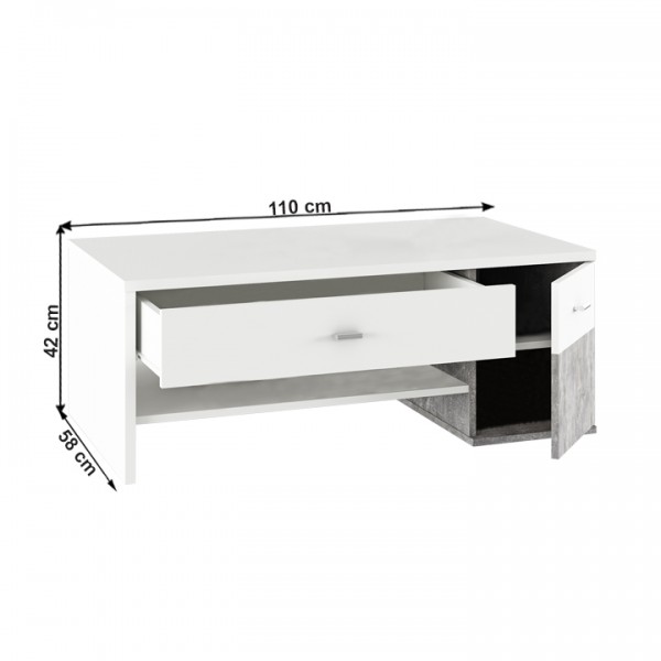 Konferenčný stolík, biela/betón, DILANO