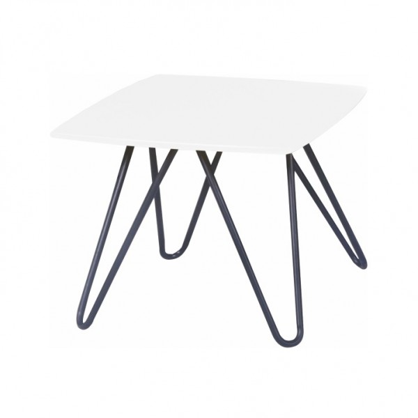 Príručný stolík, biela vysoký lesk/čierna, KANER 1