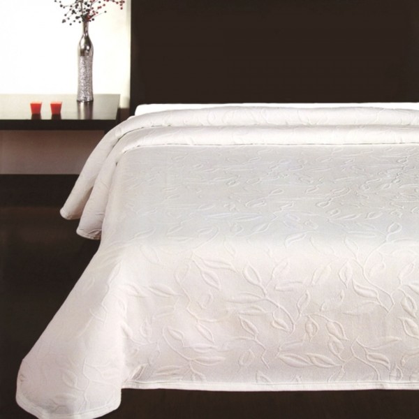 Forbyt Prehoz na posteľ Floral biela, 140 x 220 cm