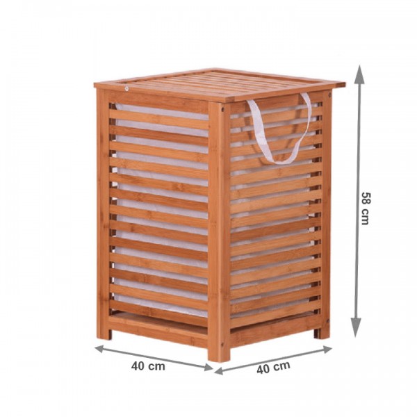 Kôš na bielizeň, lakovaný bambus/béžová, BASKET