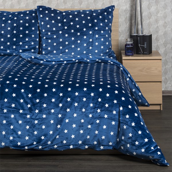 4Home obliečky mikroflanel Stars modrá, 140 x 220 cm, 70 x 90 cm, 140 x 220 cm, 70 x 90 cm