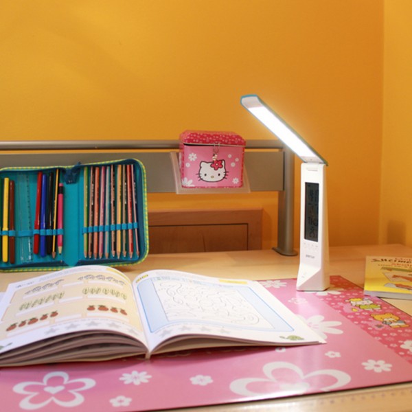 PANLUX DAISY multifunkčný stolná lampička s displejom, bielo / ružová PN15300001