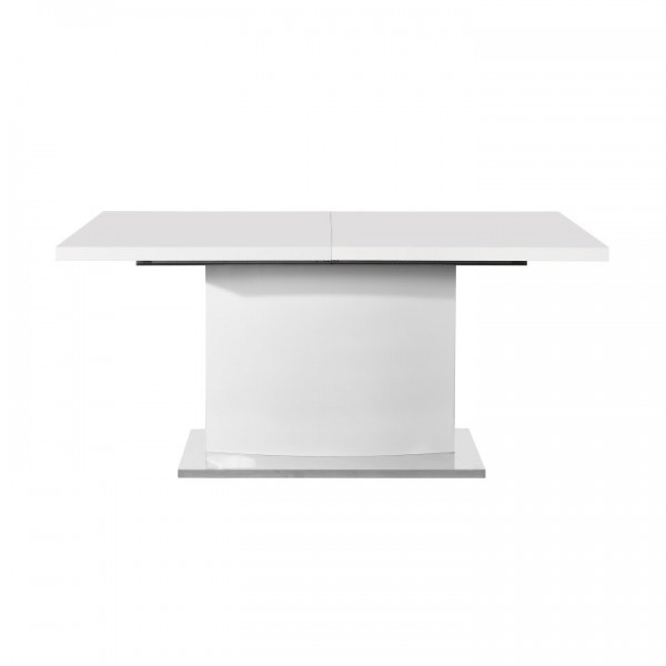 Rozkladací jedálenský stôl, biela vysoký lesk HG, KORINTOS