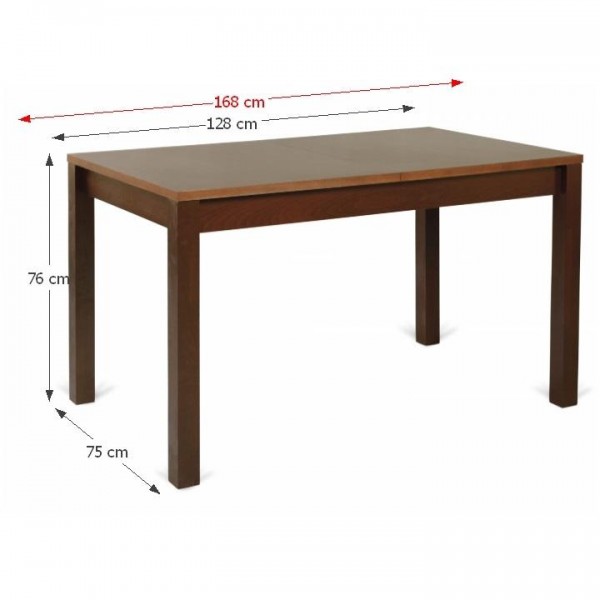 Jedálenský stôl, 128/168x75 cm, rozkládací, orech, ANGELO ST18